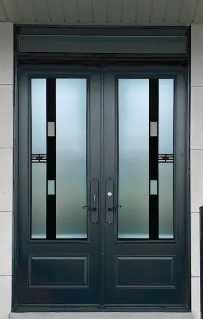 BandW 2 stained glass door insert in Ottawa