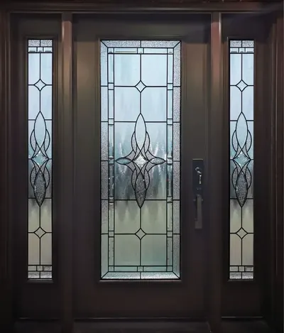 Claire stained glass door insert in Ottawa