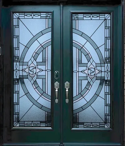Memphis stained glass door insert in Ottawa