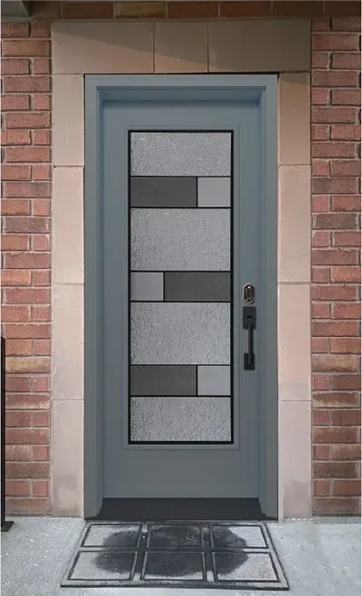 Pattern E modern stained glass door insert in Ottawa