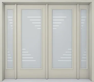 Sandblasted L frosted glass door insert in Ottawa