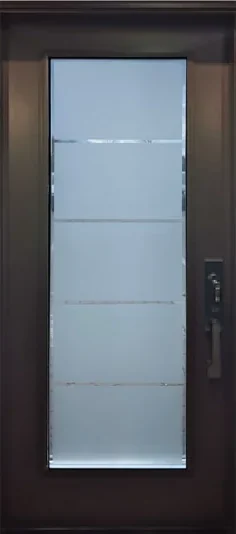 Sandblasted 5 Panel frosted glass door insert in Ottawa