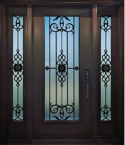 Gotico wrought iron glass door insert in Ottawa