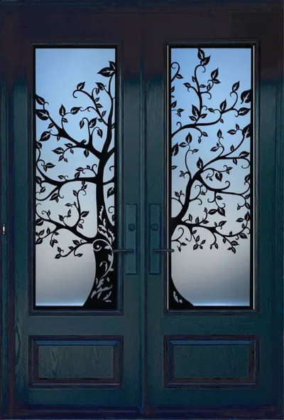 Life Tree wrought iron glass door insert in Ottawa