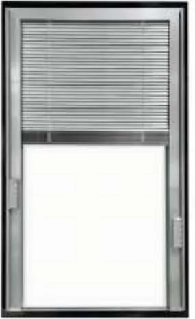 Silver Mist blinds between glass in a door insert