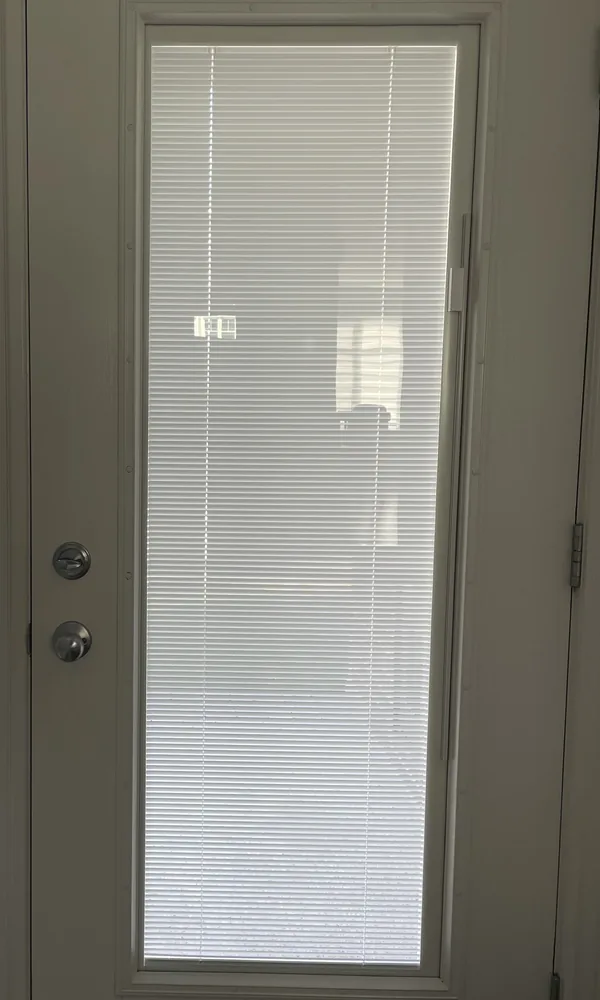 Blinds between the glass closed for full privacy
