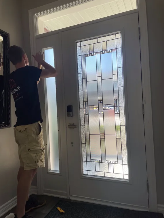 Finished glass door insert install in Orléans