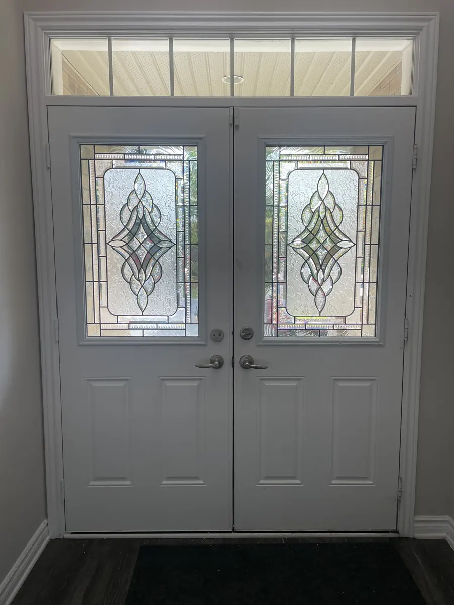 After: leaded stained glass double doors, Stittsville